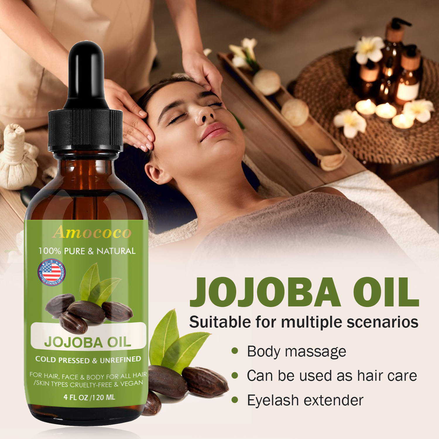 Amococo 2pcs Jojoba Oil and Ro - Face Oil Rosehip recension och pris