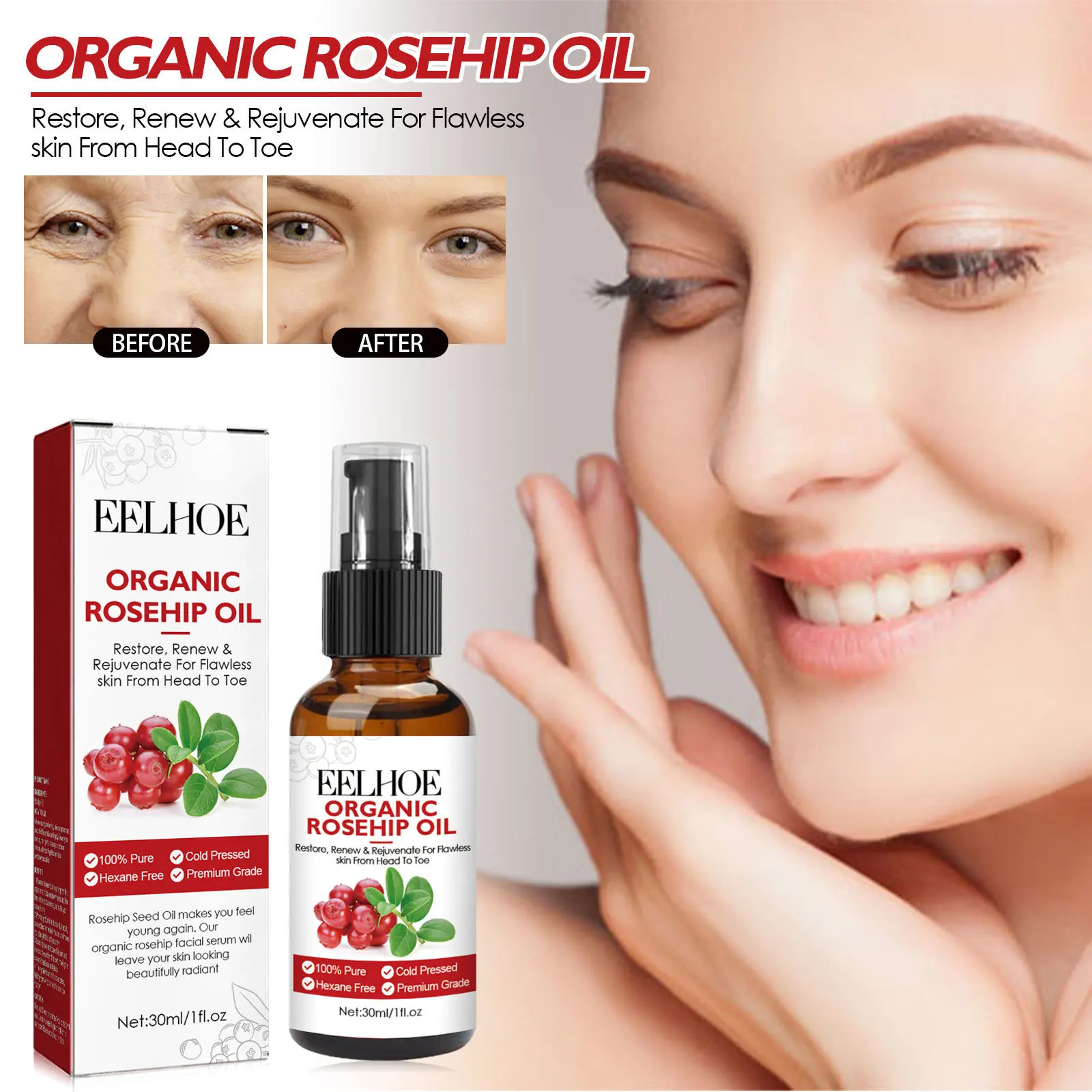 30ml Rosehip Oil Facial Serum  - Face Oil Rosehip recension och pris